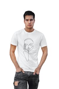 Palm on Cheek - Line Art for Male - Half Sleeves T-shirt