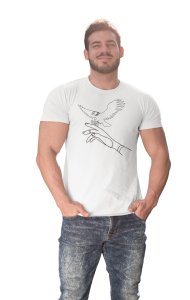 Eagle - Line Art for Male - Half Sleeves T-shirt