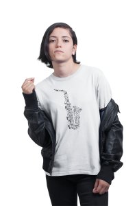 Sexaphone - White - Women's - printed T-shirt - comfortable round neck Cotton