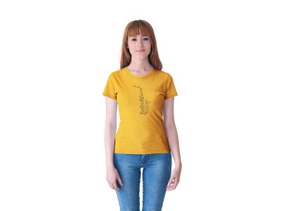 Sexaphone - Yellow - Women's - printed T-shirt - comfortable round neck Cotton