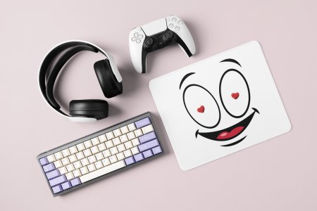 Flashing Heart in Eyes- Emoji Printed Mousepad For Emoji Lovers