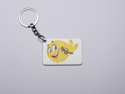 Happy Emoji removing glasses- Emoji Printed Keychains For Emoji Lovers(Pack Of 2)