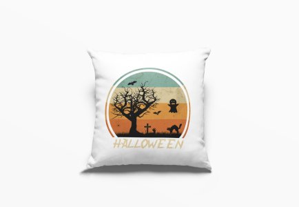 Halloween Semi Circle-Gravyard -Halloween Theme Pillow Covers (Pack Of 2)