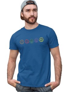 Five Colour Shaded Shapes Emojis T-shirt (Blue) - Clothes for Emoji Lovers - Suitable for Fun Events - Foremost Gifting Material for Your Friends and Close Ones