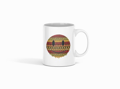 Colourful Patterns in Smiley Emoji- emoji printed ceramic white coffee and tea mugs/ cups for emoji lover people