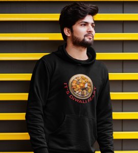 It's diwali feast printed diwali themed black Hoodie specially for diwali festival