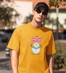 Merry Xmas : Dashing Printed T-shirt (Yellow) Best Gift For Secret Santa