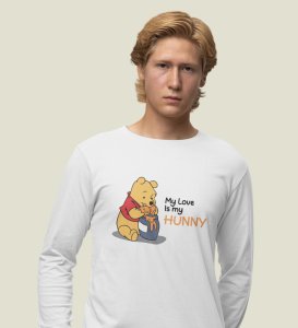 I Love Honey: Printed (white) Full Sleeve T-Shirt For Singles