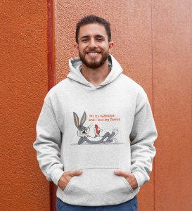 Bunny Loves carrot: (white) Hoodies For Singles