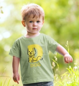 Doggy Dog, Boys Round Neck Printed Blended Cotton tshirt (olive)