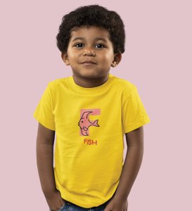 Fishy Fish, Printed Cotton Tshirt (Yellow) for Boys