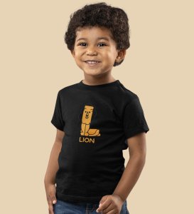 Lazy Lion, Boys Printed Crew Neck Tshirt (Black)