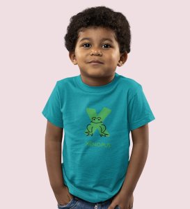 Xenopus Octopus,Boys Cotton Text Print Tshirt (Teal) 