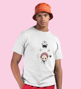 Sarcastic Itadori Cotton White Printed Tshirt For Mens and Boys