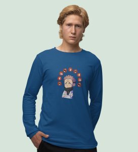 Nine Faced Itadori Cotton Blue Printed Full Sleeves Tshirt For Mens and Boys