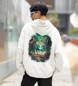 High Spirits and Good Vibes Join the Green Revolution White Cotton Printed Hoodie For Men