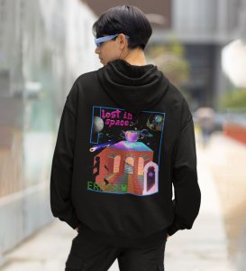 Finding Comfort Lost in Space Black Cotton Printed Hoodies For Men