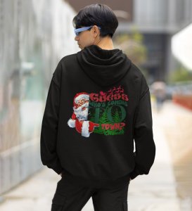 Cheerful Sign Welcoming a Surprise Visitor to Town Printed Black Cotton Hoodie