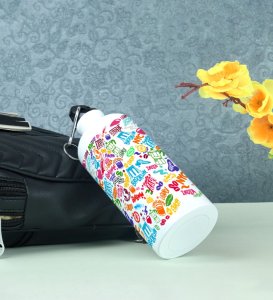 Elevate Your Sip with Playful Colorful Vector Designs on Aluminium Water Bottle 600ml