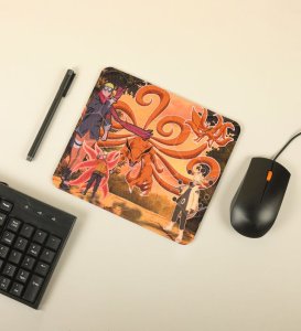 Nine-Tails Fury: The Power of Kurama and Naruto Printed Mousepad