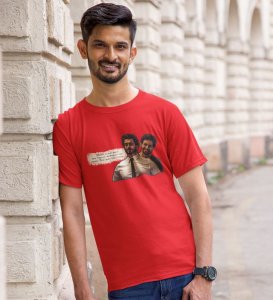 Friendship Anthem Red Round Neck Cotton Half Sleeved Men T Shirt with Printed Graphics