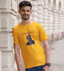 Friendship Or Revision ?? Yellow Round Neck Cotton Half Sleeved Men T Shirt with Printed Graphics