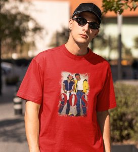 The Friendship Era Red Round Neck Cotton Half Sleeved Men T Shirt with Printed Graphics