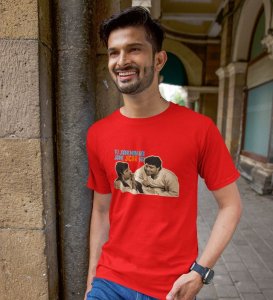 Defination Of Friend Red Round Neck Cotton Half Sleeved Men T-Shirt with Printed Graphics