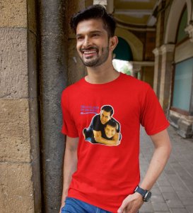 Jaan Bhi Hazir Hai Red Round Neck Cotton Half Sleeved Men T-Shirt with Printed Graphics