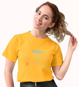 Call Of Peace Yellow Round Neck Cotton Half Sleeved Women T-Shirt with Printed Graphics