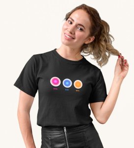 Mind, Body, Soul Black Round Neck Cotton Half Sleeved WomenT-Shirt with Printed Graphics