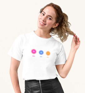 Mind, Body, Soul White Round Neck Cotton Half Sleeved Women T-Shirt with Printed Graphics