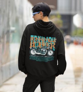 Ride in Style  Classic Cruiser Printed Black Hoodie for Men