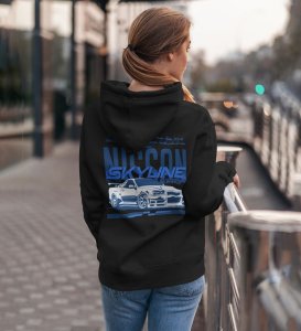 Precision on Every Turn Performance Sports Car Printed Black Hoodie for Women