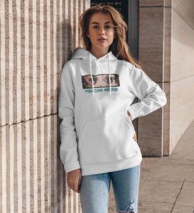 Kind Eyes Fiery Resolve Hidden Cotton White Hoodie for Women