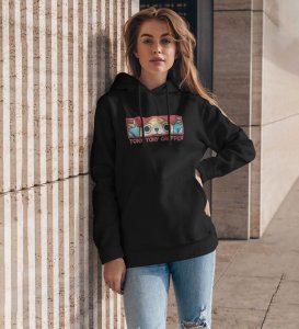 Brave Hero Eye Indomitable Spirit Cotton Black Hoodie for Women